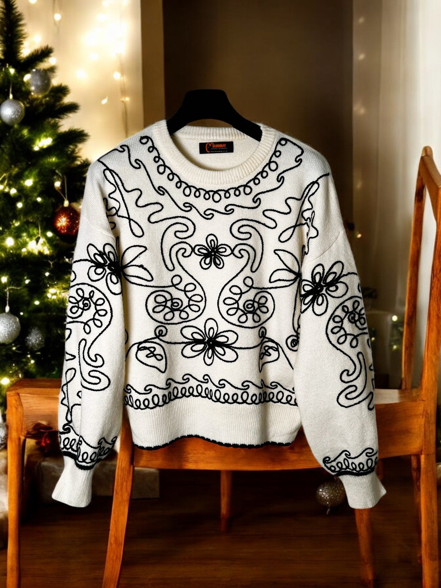 Embroidered Knitwear Sweater Jumper Pullover Women's Knit Top