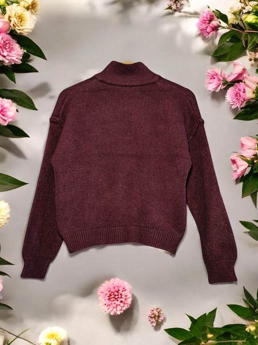 Women's Half Zip Sweater Jumper Stylish Fall/Winter Knit Top One Size - Trendy