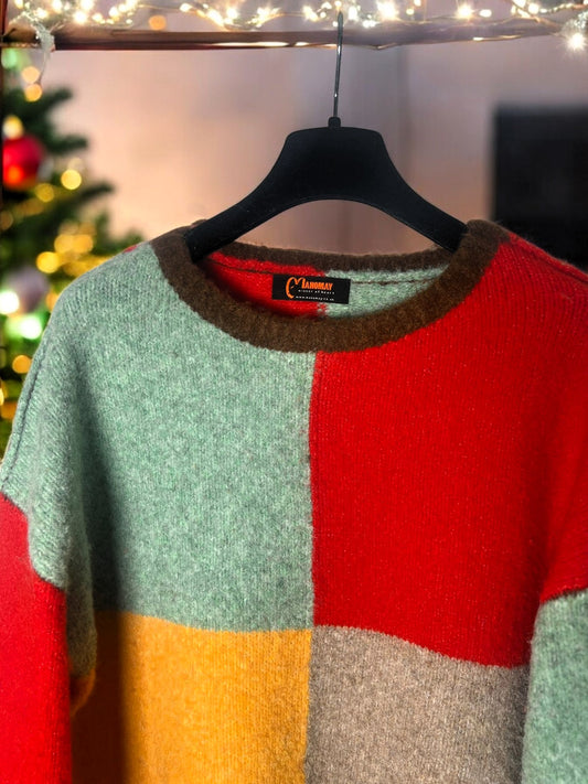 Women's Colour Block Wool Knit Jumper Sweater – Stylish Warm Cosy Winter Fashion