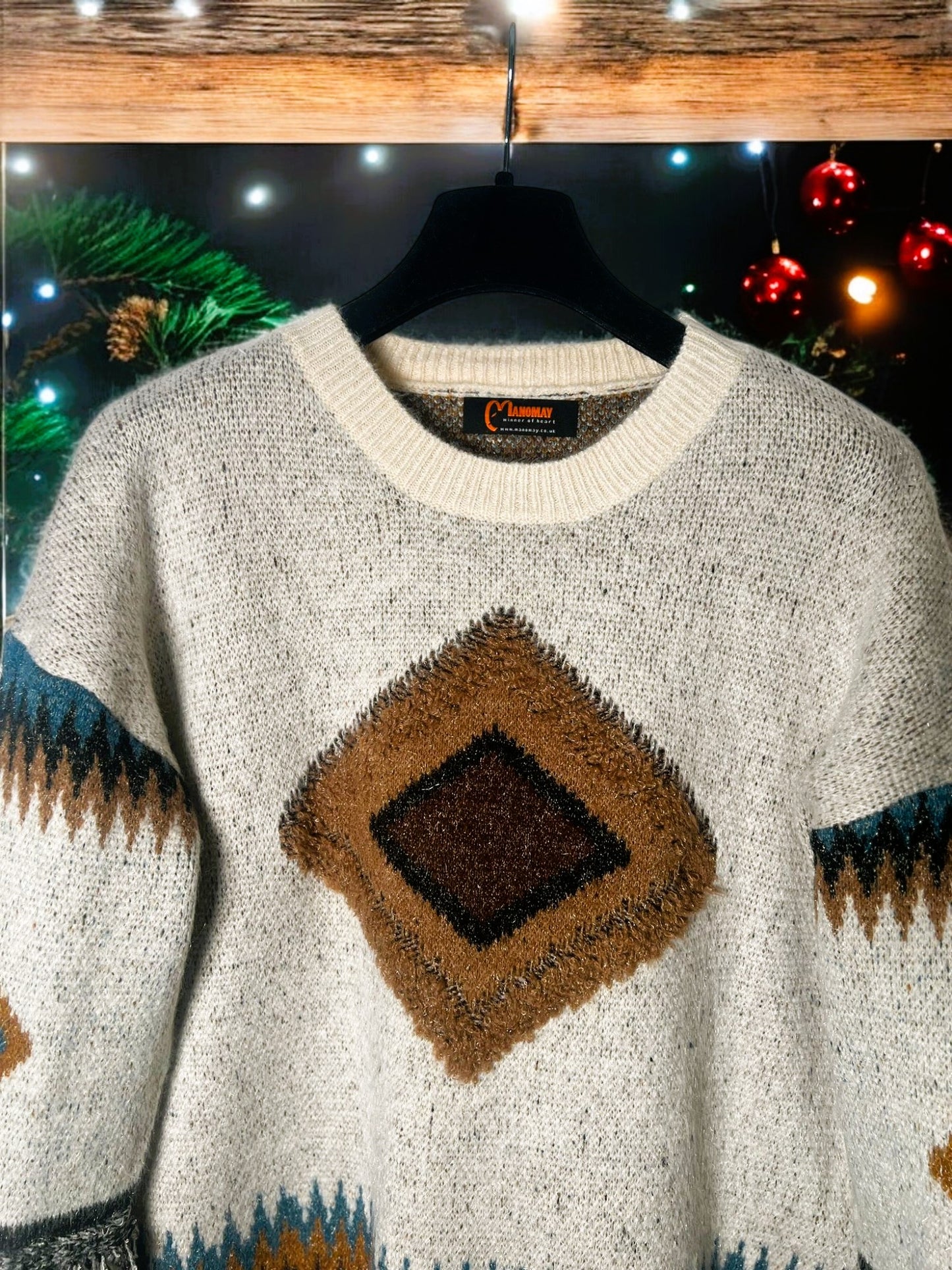 Women's Geometric Fringe Weekend Sweater Cosy, Stylish Knitwear, Casual Outfit