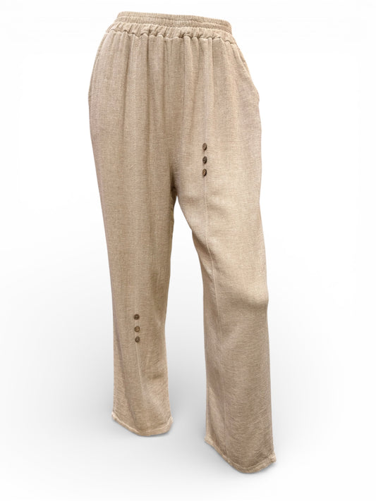Relaxed Fit Boho Pants with Side Buttons