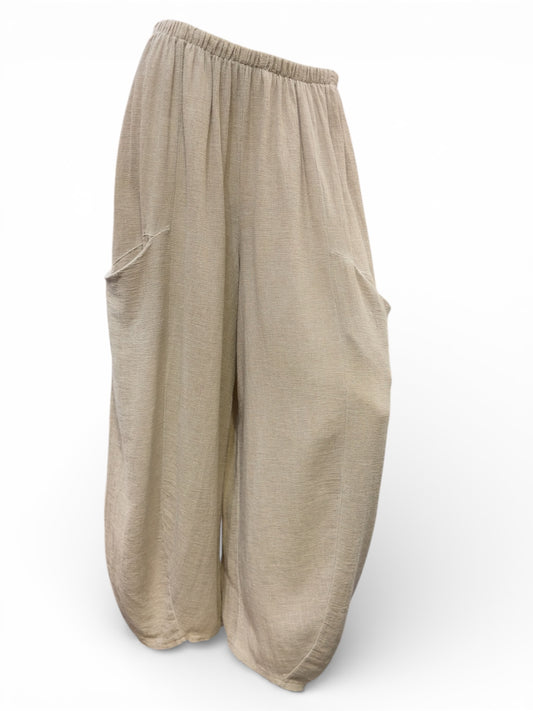 Relaxed wide-Leg Linen Trouser With Roomy Side Pocket For Women