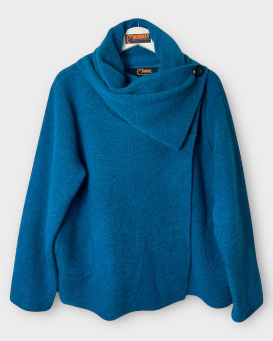 Winter Ladies Boiled felted wool mix 2 pockets/ cowl neck / lagenlook/duster jacket coat/ coatigan jacket -  GREY
