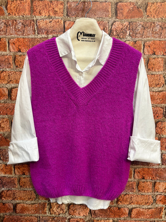 V-Neck Mohair Knit Vest