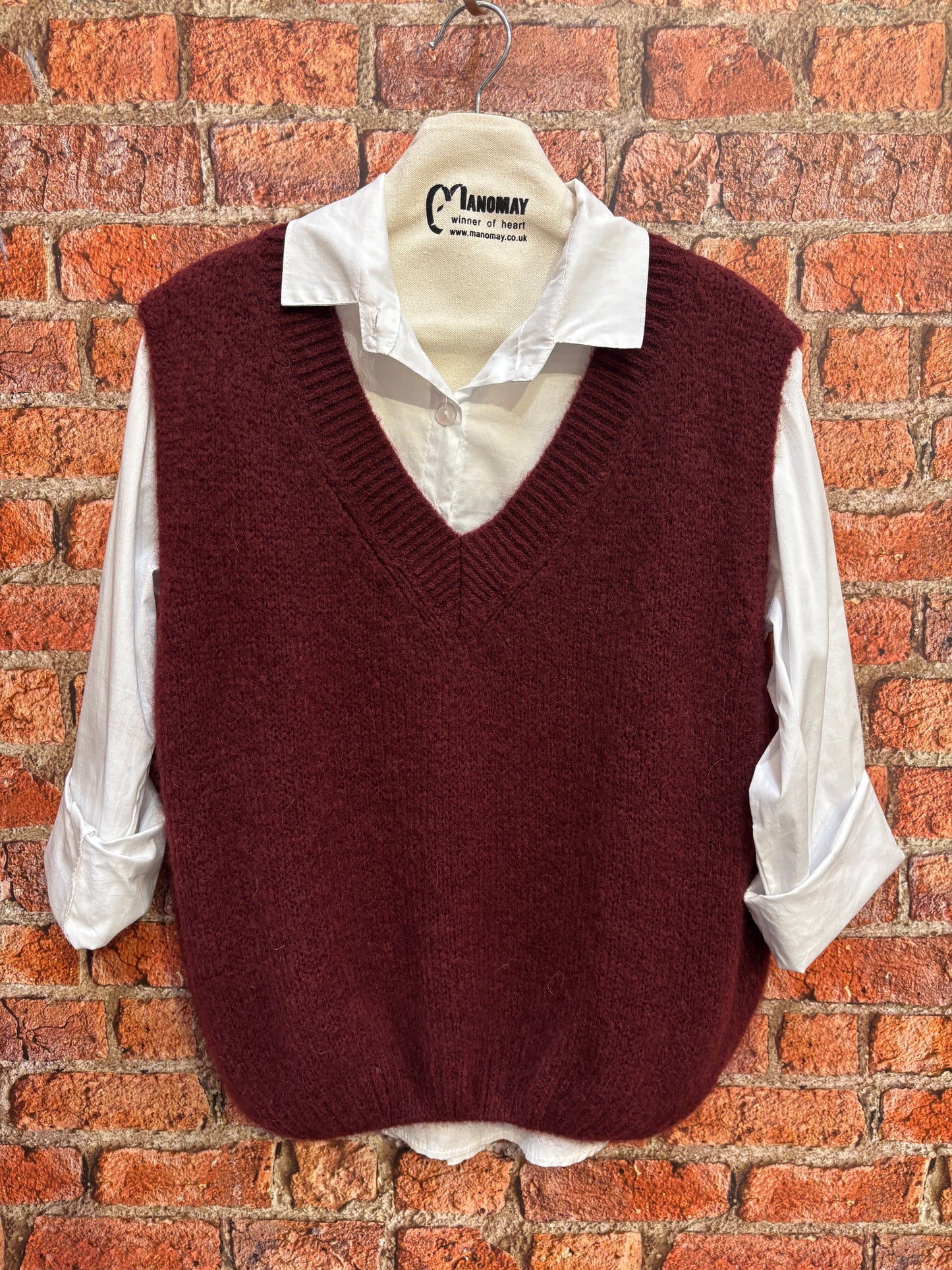 V-Neck Mohair Knit Vest