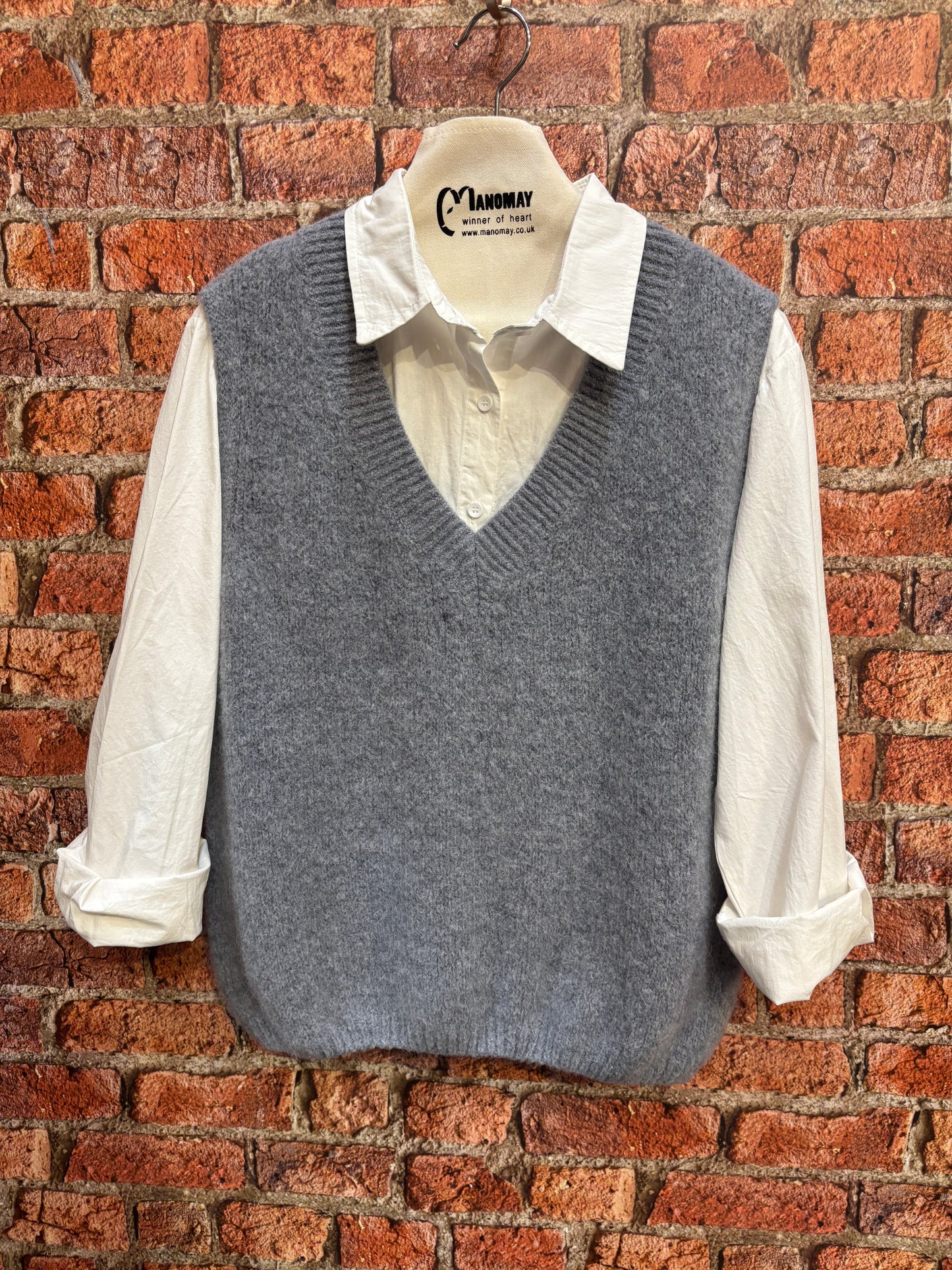 V-Neck Mohair Knit Vest