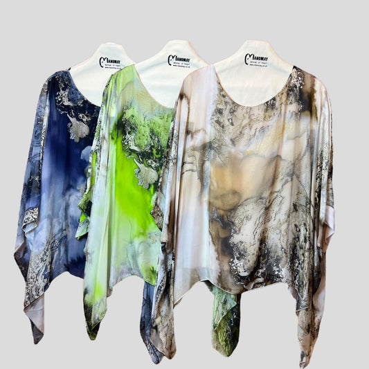 LAGENLOOK Oversized  Batwing KAFTAN SILK Top Blouse