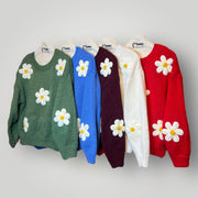 Women's Floral Cardigan Jumper - Trendy Long Sleeve Sweater with Flower Print