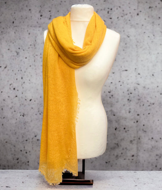 100% Cashmere Felted Look Scarf with soft fringe edge  -   men/women/loved by all
