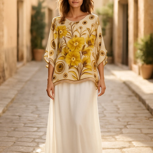 LAGENLOOK Oversized  Batwing KAFTAN SILK Top Blouse