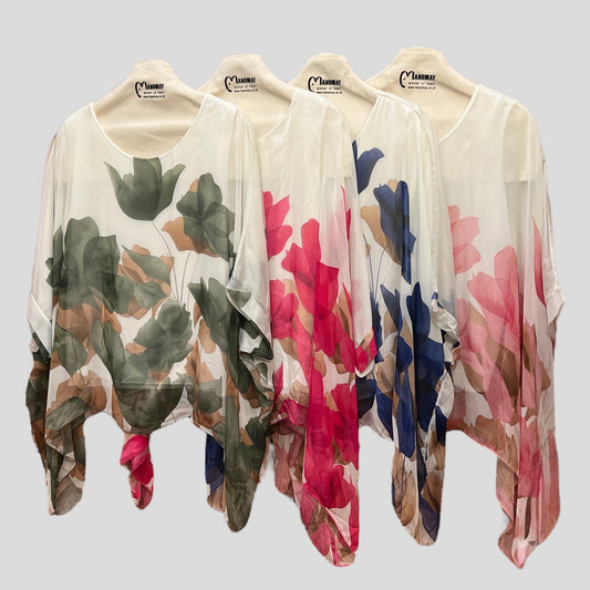LAGENLOOK Oversized  Batwing KAFTAN SILK Top Blouse