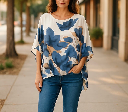 LAGENLOOK Oversized  Batwing KAFTAN SILK Top Blouse