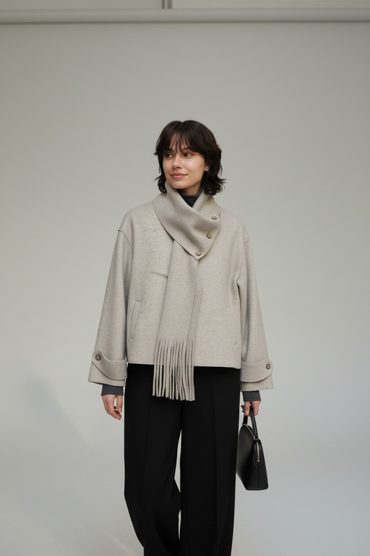 DOUBLE-FACED SCARF SHORT JACKET