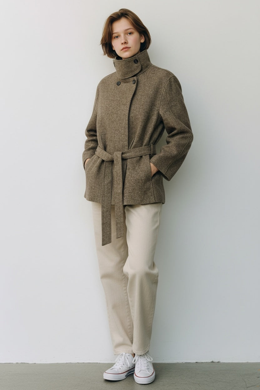 Funnel Neck Short Coat