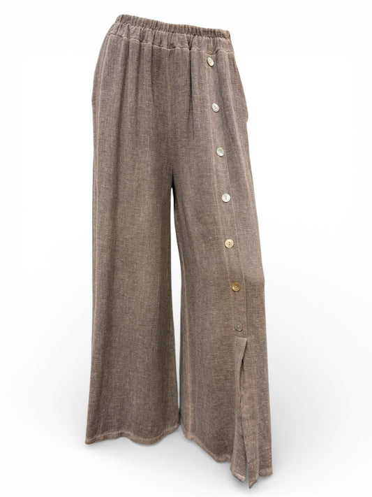 Washed Linen Wide Leg Trousers – Loose Fit – UK 10–14 / US 8–12