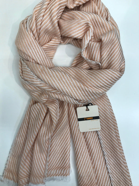 Handmade thick  Cashmere scarfs - ROSEwater colour Stripes / Scarf /Wrap/ Shawl /Autumn Winter / Travel Blanket / Both MEN and WOMEN