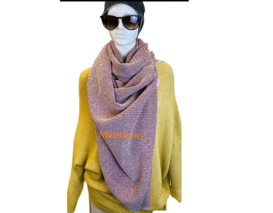 Handmade thick  Cashmere blend Scarf - Dimond pattern /Oversized Scarf /Wrap/ Shawl / Autumn Winter  / Both MEN &Women wine colour