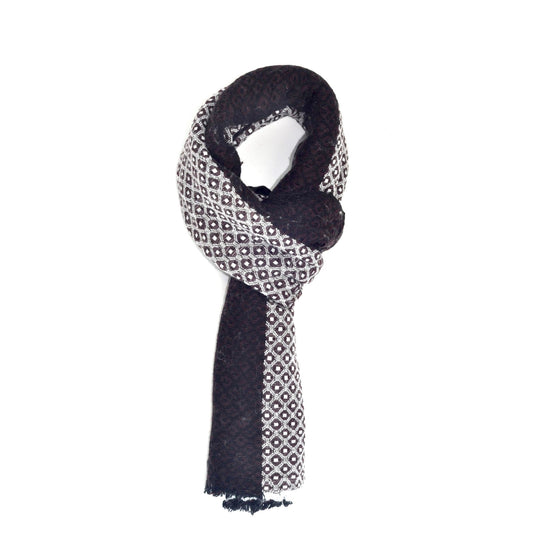 Cashmere Thick Scarf Reversible  -  DIAMOND Geometric Pattern with Side Border Scarf /Wrap/ Shawl /  Autumn Winter Scarves / Gift for all