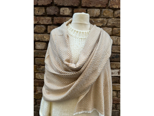 Handmade thick Cashmere blended herringbone  pattern Scarf Rose water colour /Oversized Scarf /Wrap/ Shawl / Autumn Winter Travel Blanket /