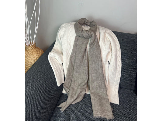 Handmade Natural Cashmere blended  Scarf-Walnut