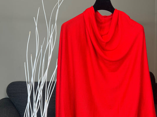 Handmade Cashmere Blend Poncho  ... A luxury gift for ladies of all ages. -  Blood Red colour/ SEAM on side