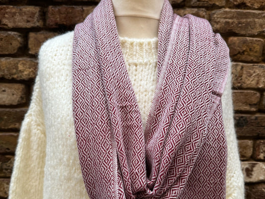 Handmade thick  Cashmere blend Scarf - Dimond pattern /Oversized Scarf /Wrap/ Shawl / Autumn Winter  / Both MEN &Women RED WINE colour