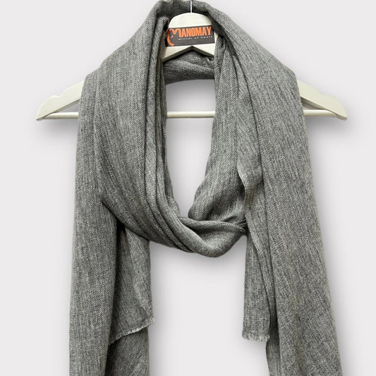 Handmade Natural Cashmere blended  Scarf-Grey Ash