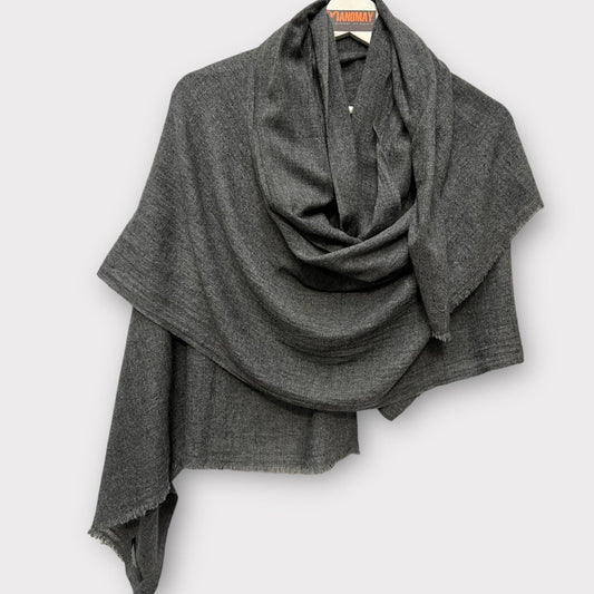 Handmade Natural Cashmere blended  Scarf-Charcoal