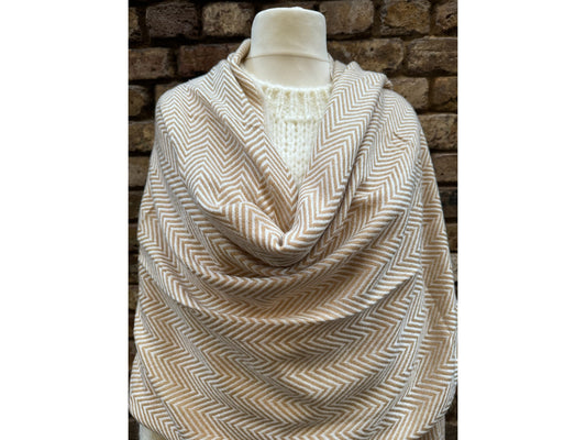 Handmade thick Cashmere blended herringbone  pattern Scarf Rose water colour /Oversized Scarf /Wrap/ Shawl / Autumn Winter Travel Blanket /