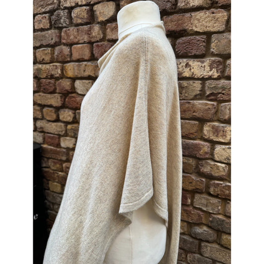 Handmade Cashmere Blend Poncho  ... A luxury gift for ladies of all ages. -  Beige colour/ SEAM on side