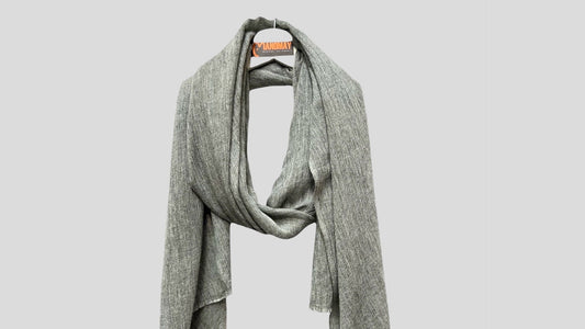 Handmade Natural Cashmere blended  Scarf-Grey Ash