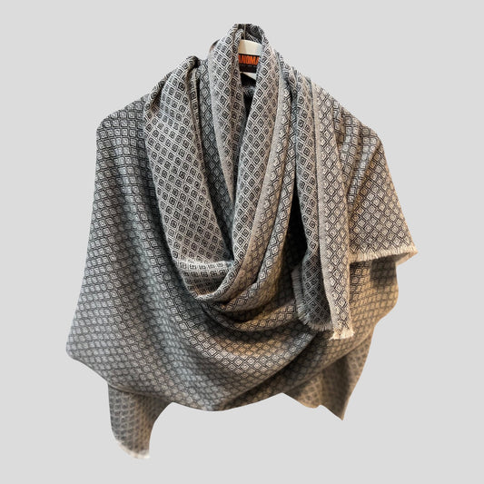 Handmade Diamond Weave Thick Cashmere Blend Scarf