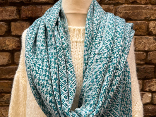 Handmade thick  Cashmere blend Scarf - Dimond pattern /Oversized Scarf /Wrap/ Shawl / Autumn Winter  / Both MEN &Women SEA GREEN  colour