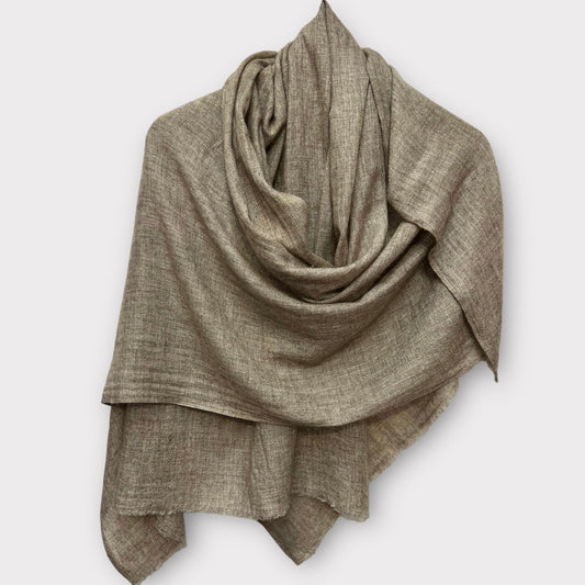 Handmade Natural Cashmere blended  Scarf-Walnut