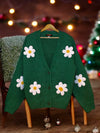 Women's Floral Cardigan Jumper - Trendy Long Sleeve Sweater with Flower Print