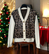 Women's Ladies Leopard Animal Print Cardigan Stylish Open Front Knit Sweater