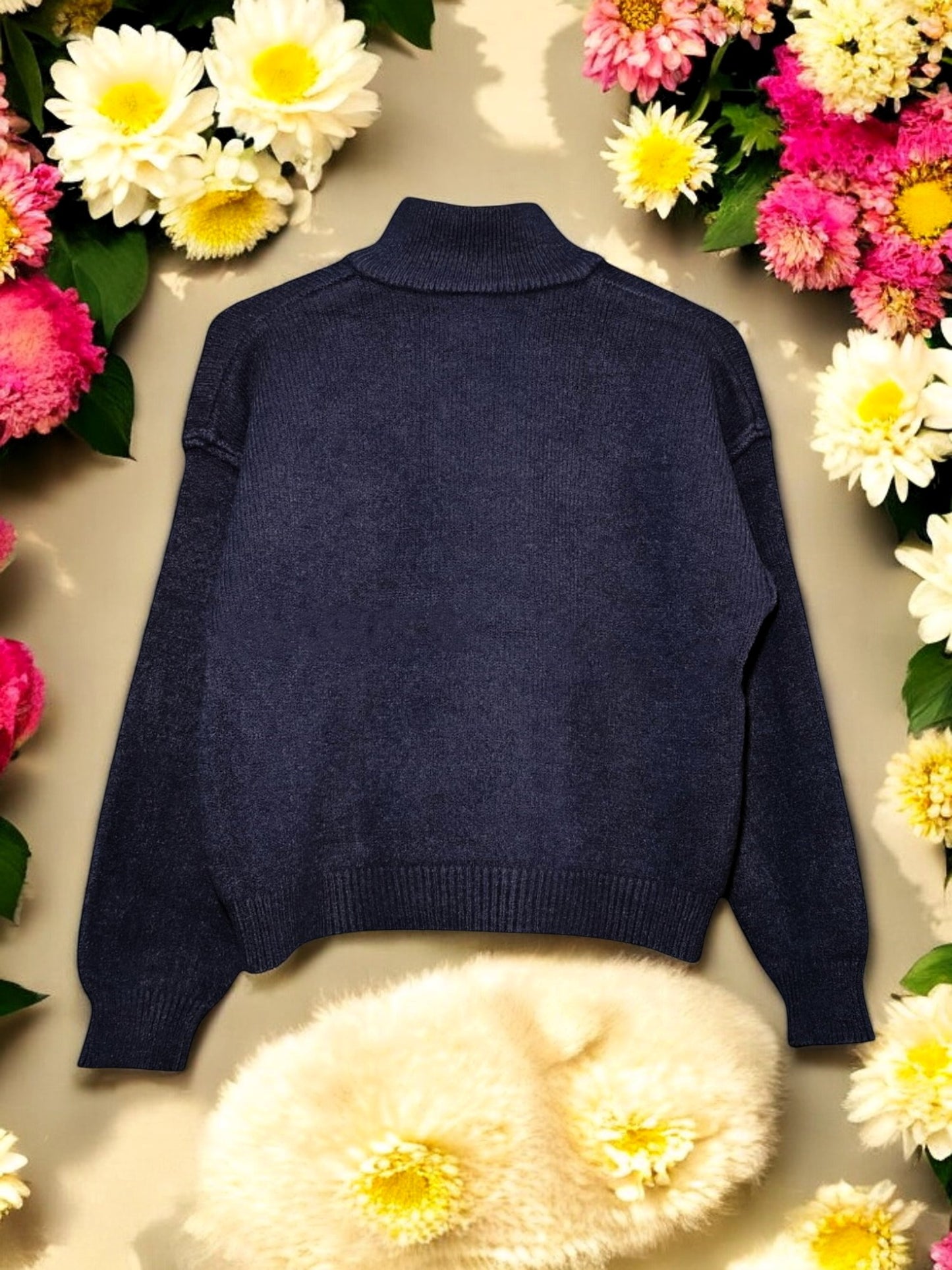 Zip-Up Casual Long Sleeve Knit Sweater