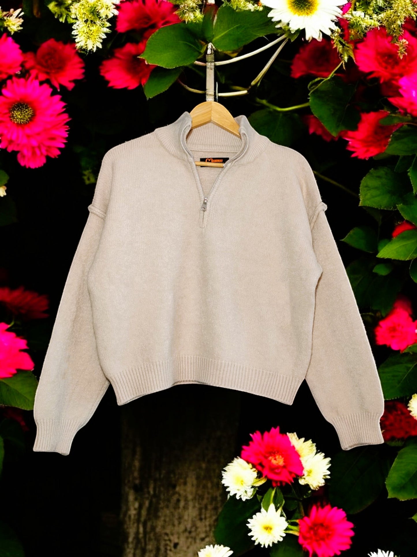 Zip-Up Casual Long Sleeve Knit Sweater