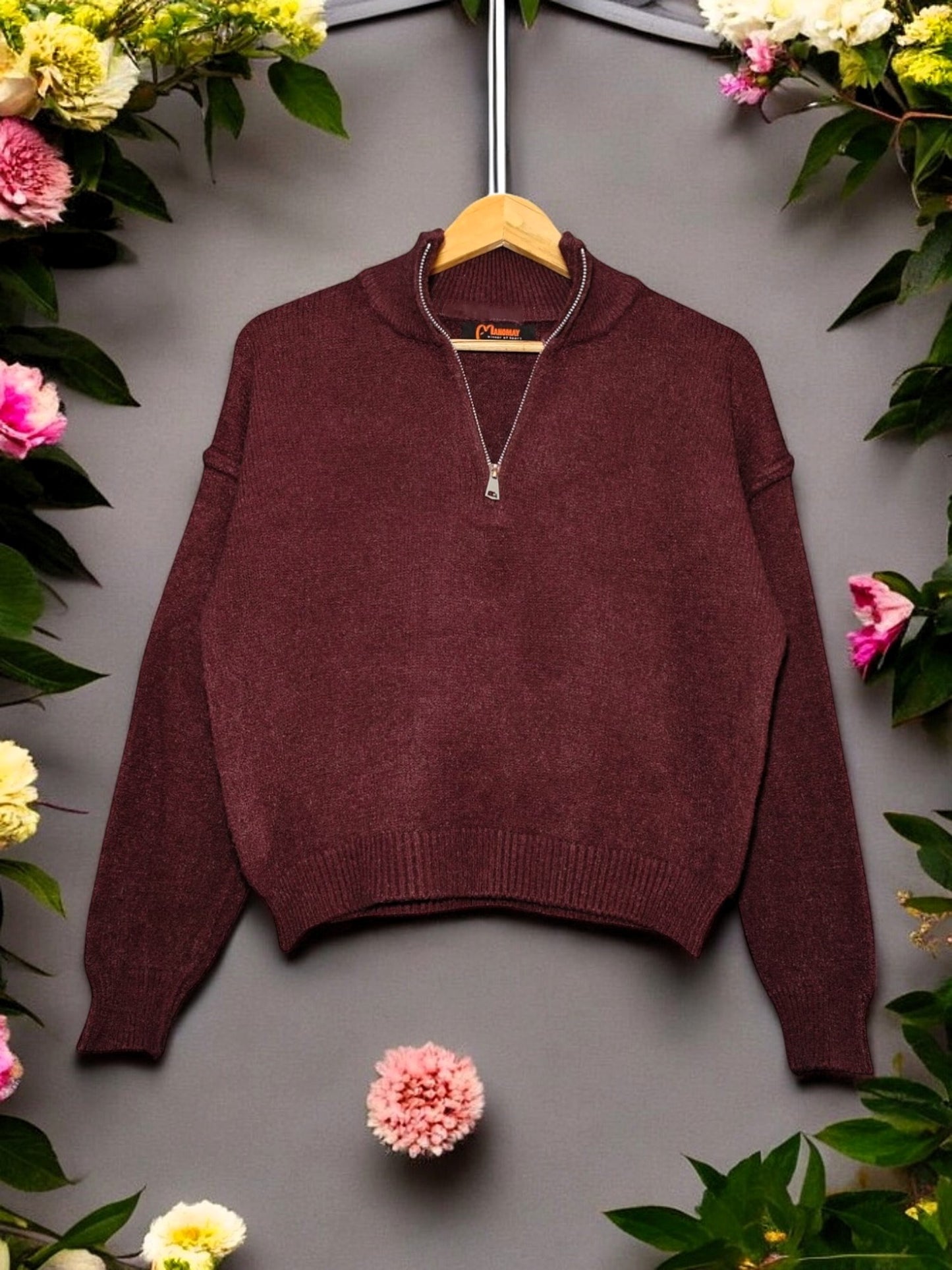 Zip-Up Casual Long Sleeve Knit Sweater