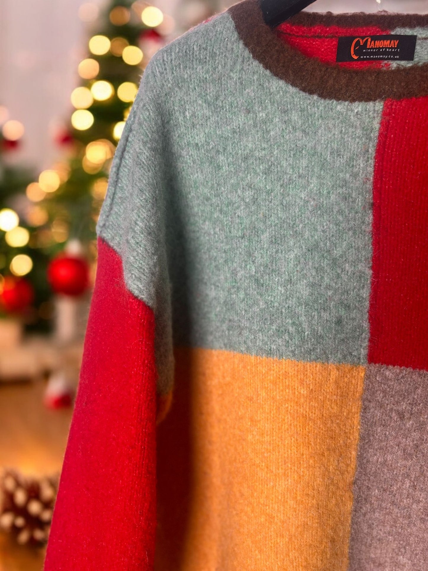 Women's Colour Block Wool Knit Jumper Sweater – Stylish Warm Cosy Winter Fashion