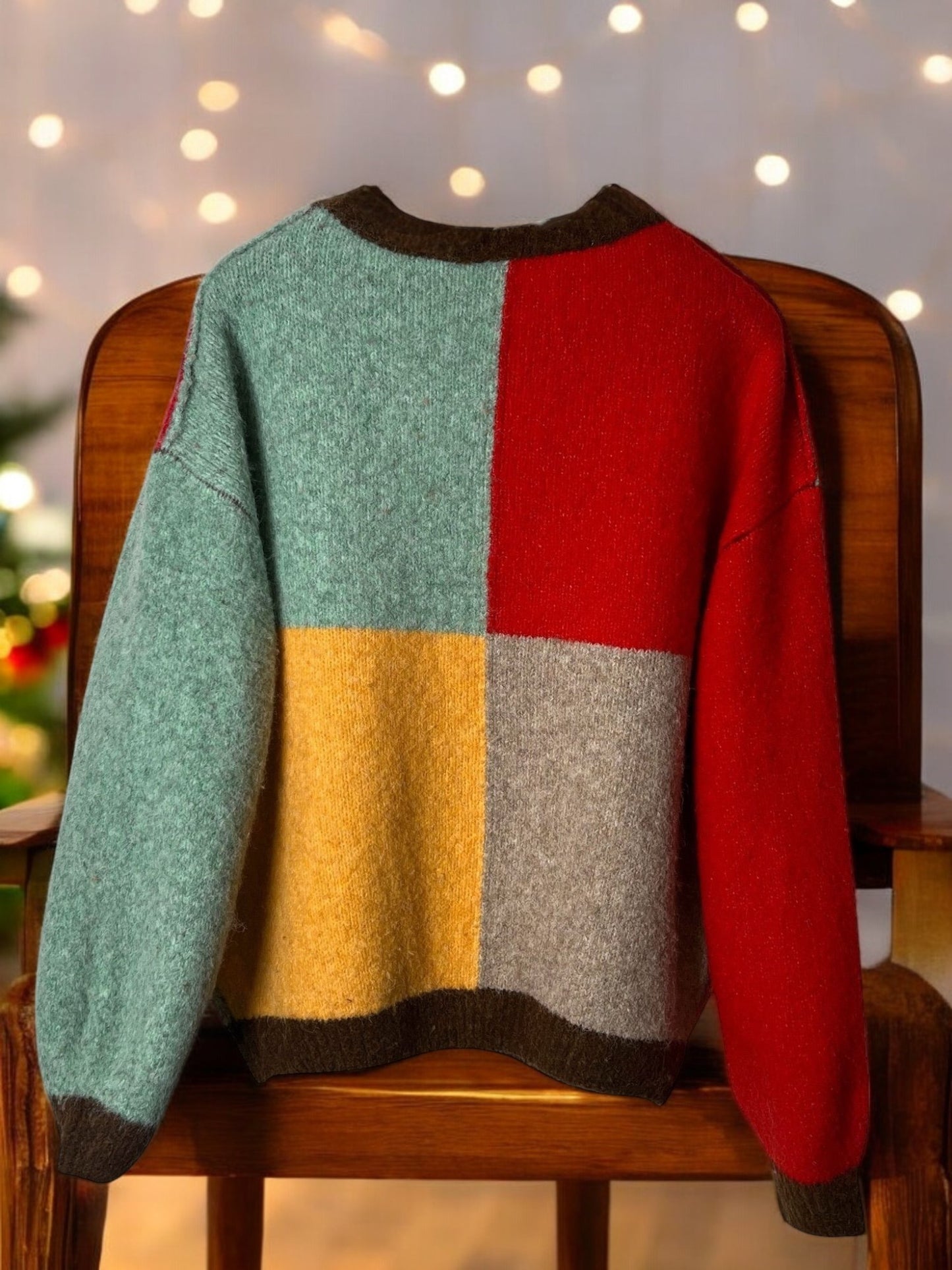 Women's Colour Block Wool Knit Jumper Sweater – Stylish Warm Cosy Winter Fashion