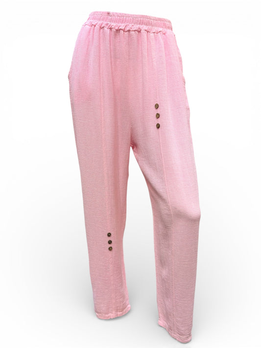 Relaxed Fit Boho Pants with Side Buttons