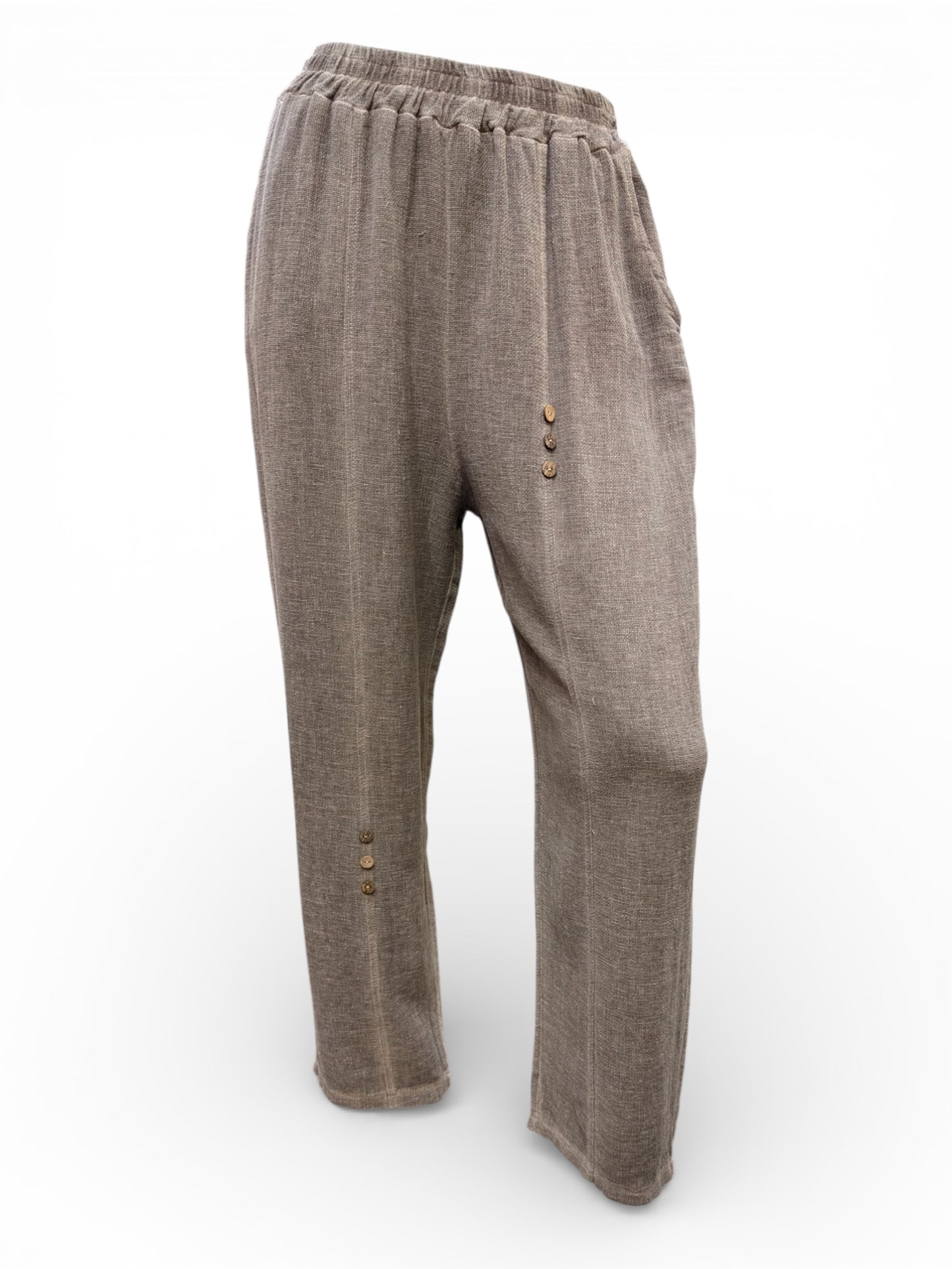 Relaxed Fit Boho Pants with Side Buttons