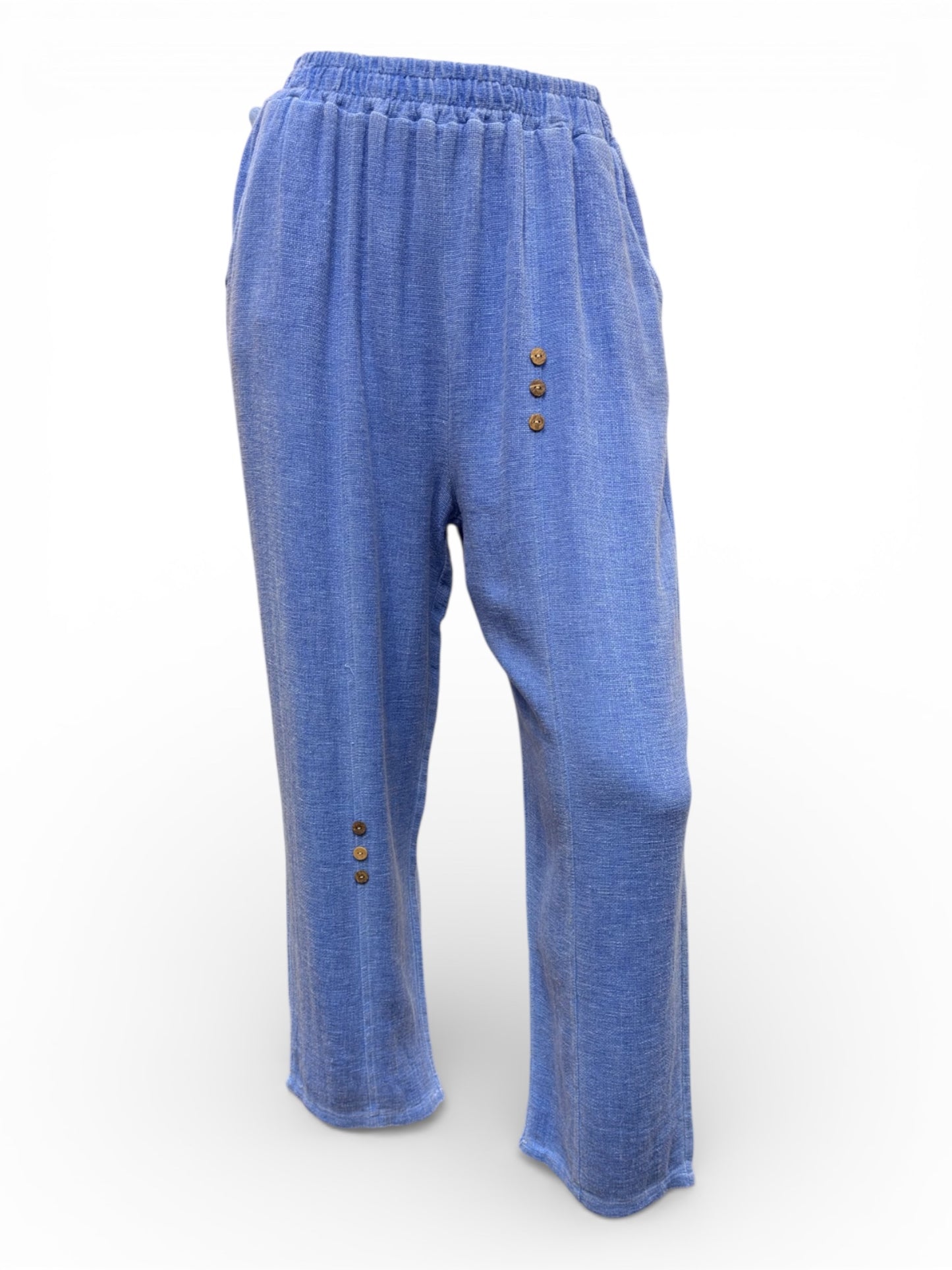 Relaxed Fit Boho Pants with Side Buttons