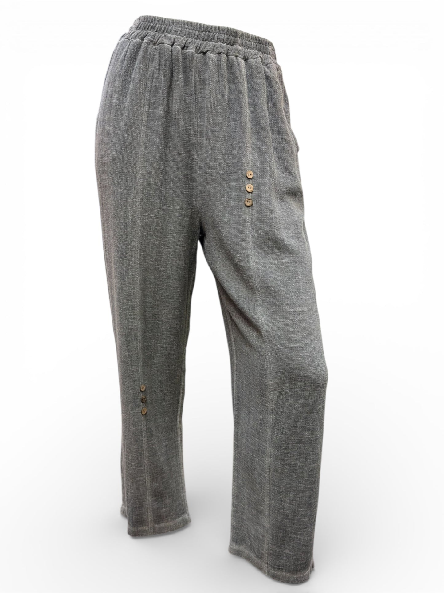 Relaxed Fit Boho Pants with Side Buttons