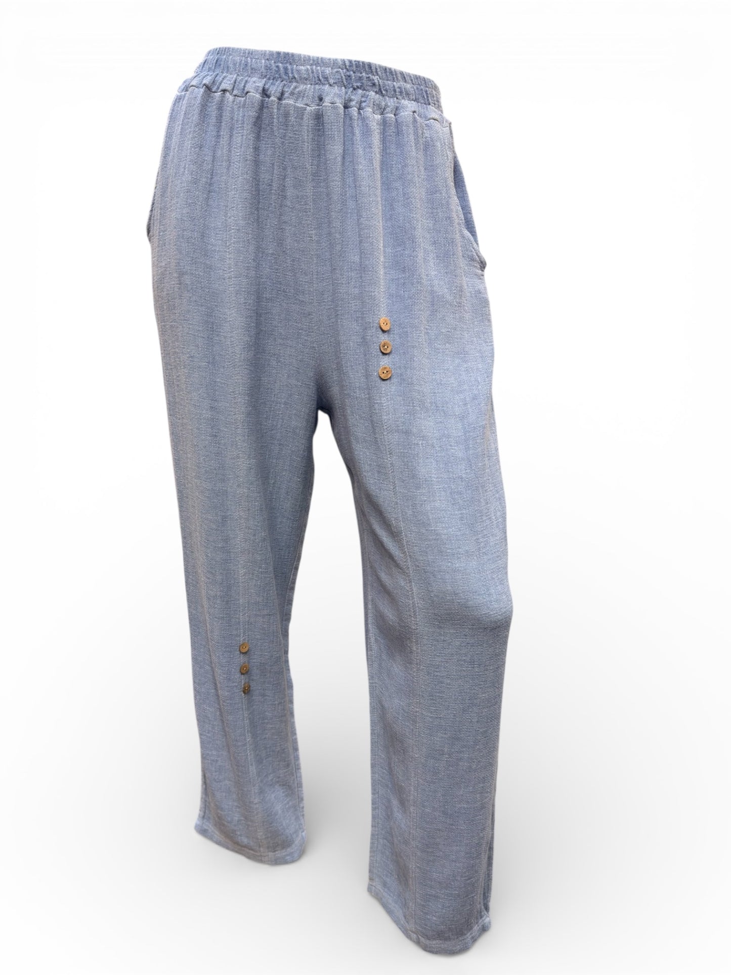 Relaxed Fit Boho Pants with Side Buttons