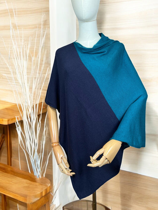 Cashmere Blend Poncho- Bicolor