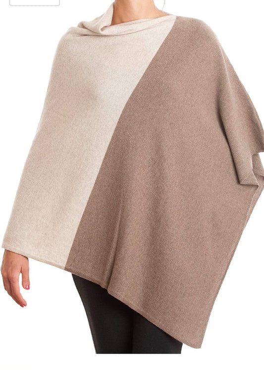 Cashmere Blend Poncho- Bicolor