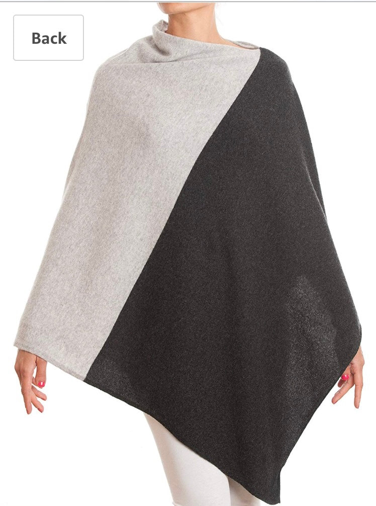 Cashmere Blend Poncho- Bicolor