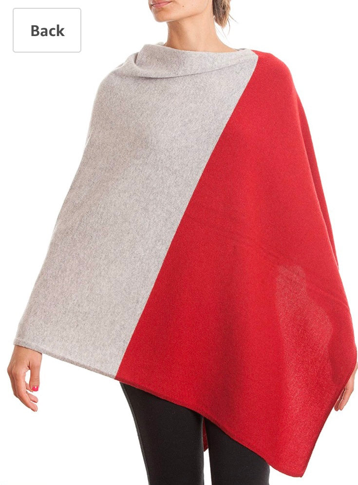 Cashmere Blend Poncho- Bicolor